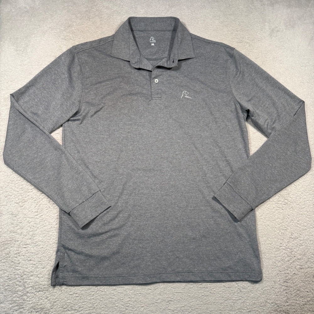 Rhoback Long Sleeve Performance Polo Mens M Gray Golf Shirt Stretch Casual